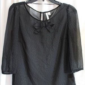 Lauren Conrad Polka Dot Bow Blouse